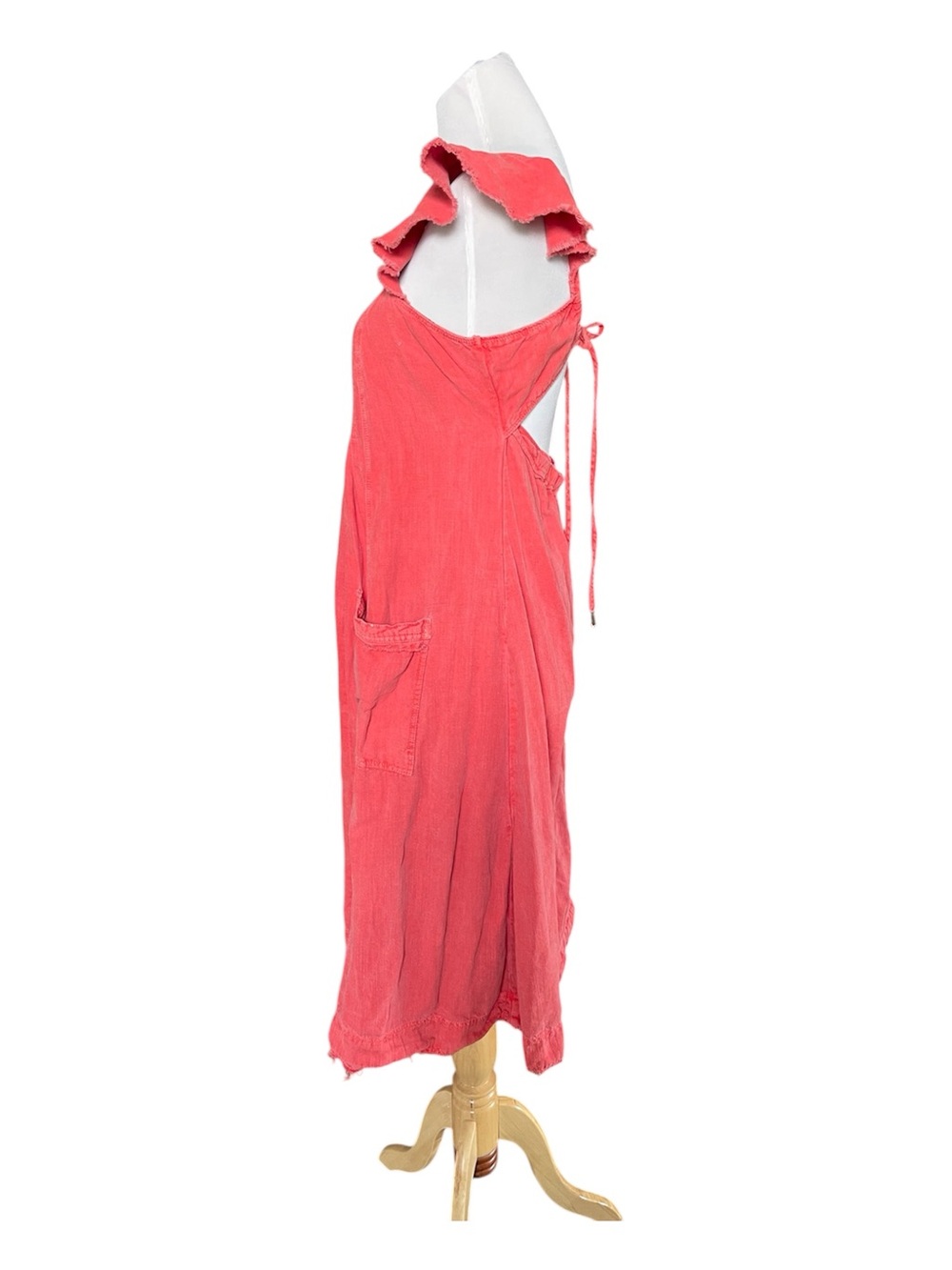 Anthropologie Pilcro flutter sleeve coral midi dress linen cotton - Picture 13 of 16